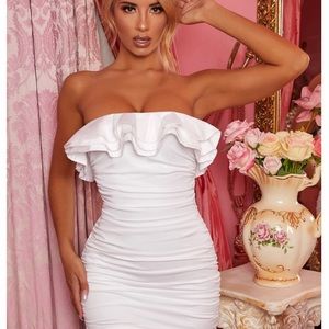 White Ruffled Top Dress